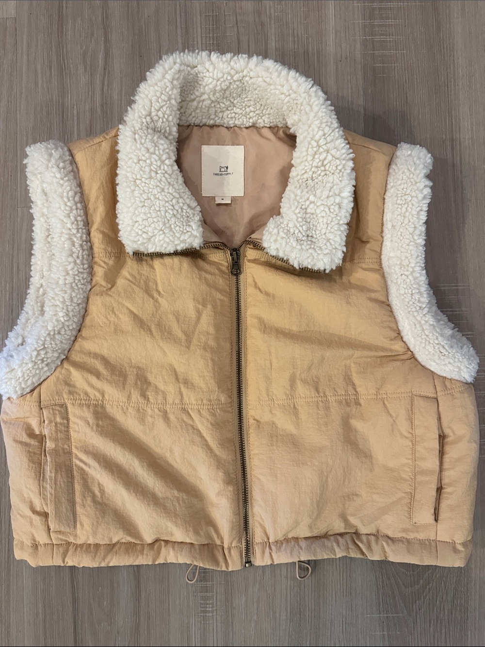 Thread & Supply Cream Sherpa-Lined Beige Puffer Vest